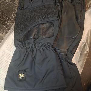 BMW Men's Black Leather Wrist Length Solid Gloves